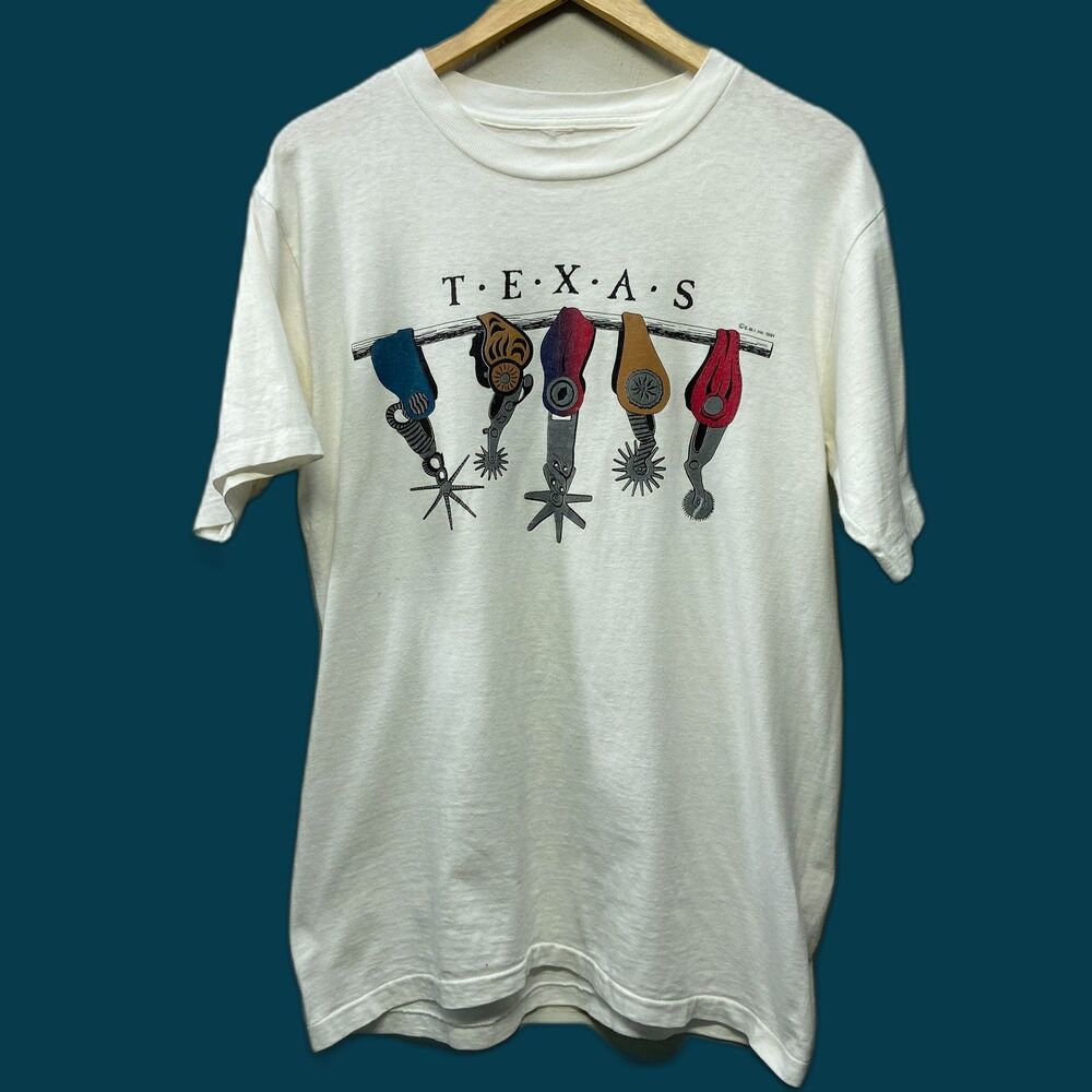 Vintage 90s Texas Spurs Single Stitch White Unisex T-Shirt M See Measurements